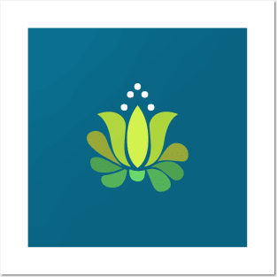 shining lotus floral in lime green Posters and Art